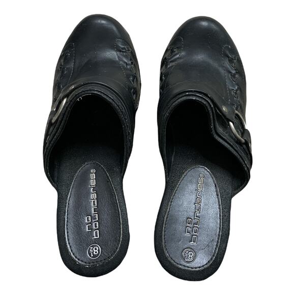No Boundaries Black Y2K Heel Clogs Buckle Size 8.5 - Picture 3 of 4